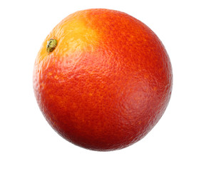 one red blood orange fruit isolated on white background