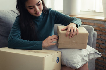 Web Banner. hand on keyboard of young woman typing working with laptop and document on desk at home office, searching web, social network, online, finance, investment and digital technology concept