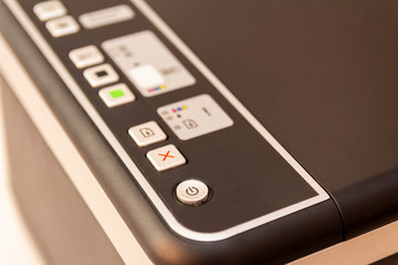 printer buttons close up view