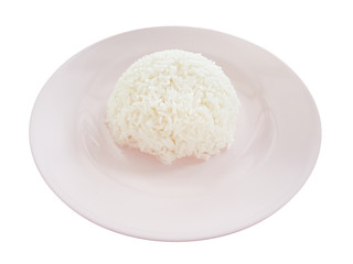 boiled rice on white background