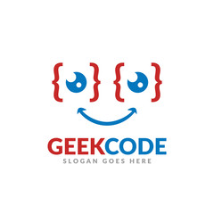 Fototapeta na wymiar Geek code logo design template, a glasses with code symbol and icon
