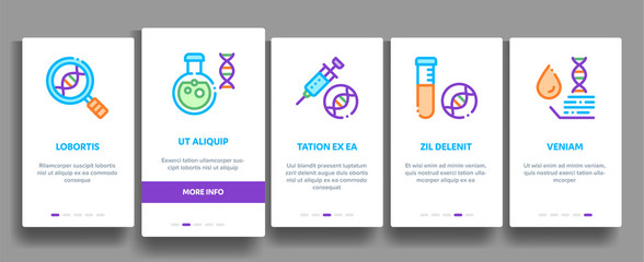 Biomaterials Elements Vector Onboarding Mobile App Page Screen. Contour Illustrations