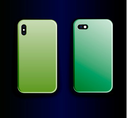 Collection of green gradient print design for smartphone case. Trend design for case. Vector Mock Up Case