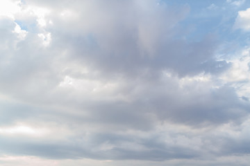 White fluffy clouds in the blue sky in summer