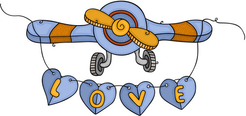 Airplane flying with love banner