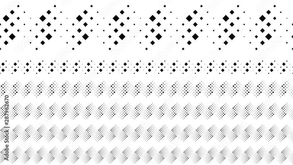 Poster square pattern page divider line set - black and white abstract vector design elements from squares