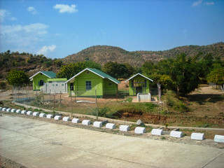 Fototapeta na wymiar green huts in vietnam outside