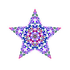 Obraz premium Isolated stone ornament star shape - geometrical pentagonal colorful ornamental vector element from curved stones