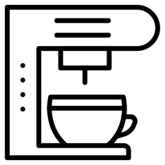 vector illustration of coffee Cup and Coffee Maker Machine Icon