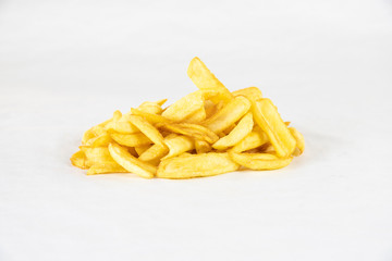 French fries on a white background. Fast food menu