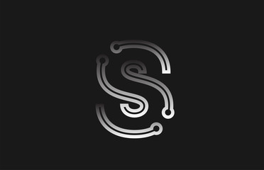 black and white line alphabet letter S for company logo icon design