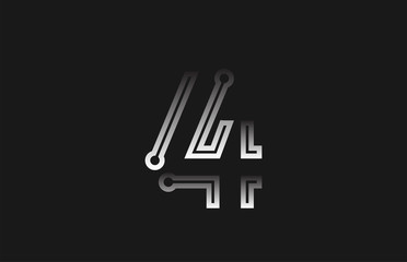 black and white line number 4 for company logo icon design