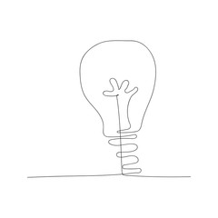 continuous line drawing of electic light bulb. isolated sketch drawing of electic light bulb line concept. outline thin stroke vector illustration