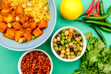 Indian Style Potato Vegetarian Curry and Rice