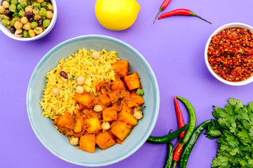 Indian Style Potato Vegetarian Curry and Rice