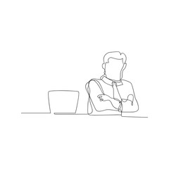 Fototapeta na wymiar continuous line drawing of businessman with crossed arms. isolated sketch drawing of businessman with crossed arms line concept. outline thin stroke vector illustration