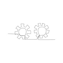 continuous line drawing of gears are drawn. isolated sketch drawing of gears are drawn line concept. outline thin stroke vector illustration