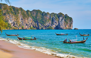 Traditional boats at Ao Nang coast, Krabi, Thailand