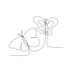 continuous line drawing of butterfily. isolated sketch drawing of butterfily line concept. outline thin stroke vector illustration