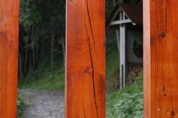 Wood door in the countryside