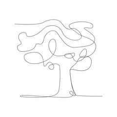 continuous line drawing of tree. isolated sketch drawing of tree line concept. outline thin stroke vector illustration
