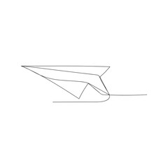 continuous line drawing of paper airplane. isolated sketch drawing of paper airplane line concept. outline thin stroke vector illustration