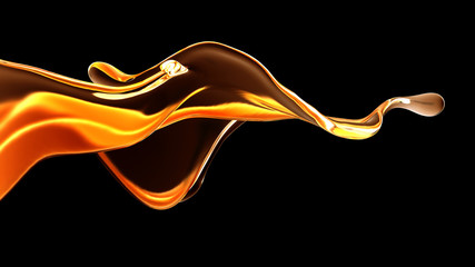 Splash fluid. 3d illustration, 3d rendering.