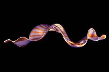 Beautiful elegant metal splash on a black background. 3d illustration, 3d rendering.