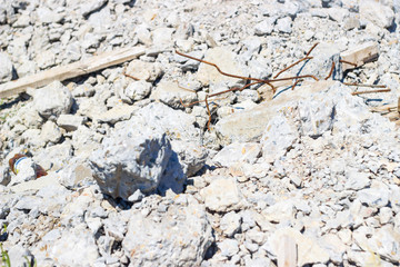 background of construction debris with cement and reinforcement