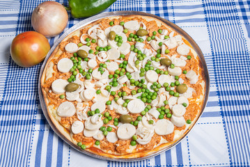 Rustic pizza on the table