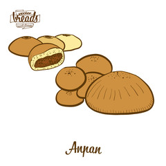 Colored drawing of Anpan bread