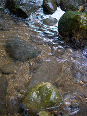 water flowing over rocks