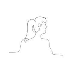 continuous line drawing of woman side view. isolated sketch drawing of woman side view line concept. outline thin stroke vector illustration