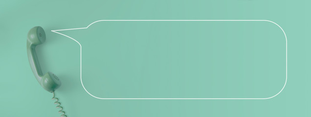 A green vintage dial telephone handset with green background.