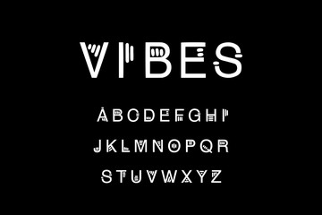 Vibes hand drawn musical font type alphabet abc black white minimalism