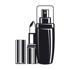 splash bottle and lipstick make up icon