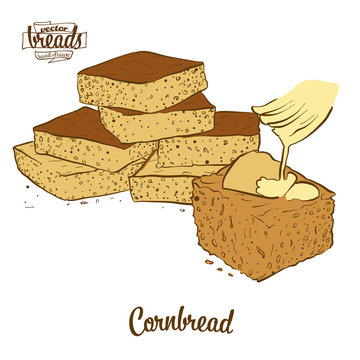 Colored drawing of Cornbread bread