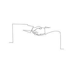 continuous line drawing of handshake. isolated sketch drawing of handshake line concept. outline thin stroke vector illustration