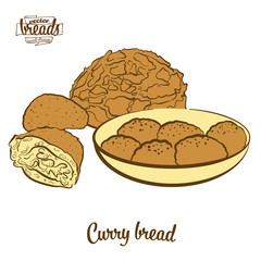 Colored drawing of Curry bread bread