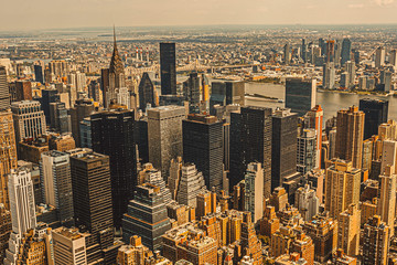 new york skyscrapers top and overall view