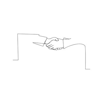 recommend clip art: continuous line drawing of handshake. isolated sketch drawing of handshake line concept. outline thin stroke vector illustration