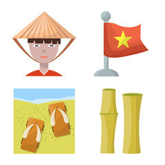 Vector design of vietnam and traditional symbol. Collection of vietnam and asia stock symbol for web.