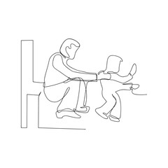 continuous line drawing of father and son baby. isolated sketch drawing of father and son baby line concept. outline thin stroke vector illustration