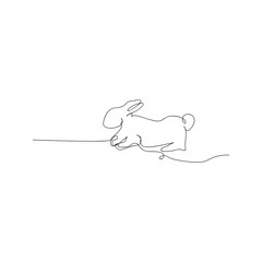 continuous line drawing of bunny animal. isolated sketch drawing of bunny animal line concept. outline thin stroke vector illustration