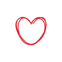 Heart doodle, hand drawn symbol of love. Sketched illustration.
