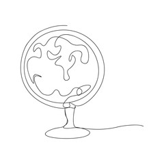 continuous line drawing of globe of earth. isolated sketch drawing of globe earth line concept. outline thin stroke vector illustration