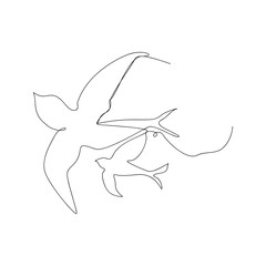 Obraz premium continuous line drawing of bird flying. isolated sketch drawing of bird flying line concept. outline thin stroke vector illustration