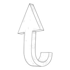 Up arrow. Hand drawn sketch