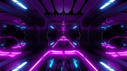 glowing futuristic horror sci-fi temple with nice reflection 3d illustration wallpaper background design