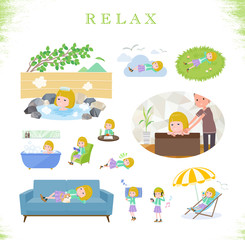 Fototapeta premium flat type blond girl white_relax